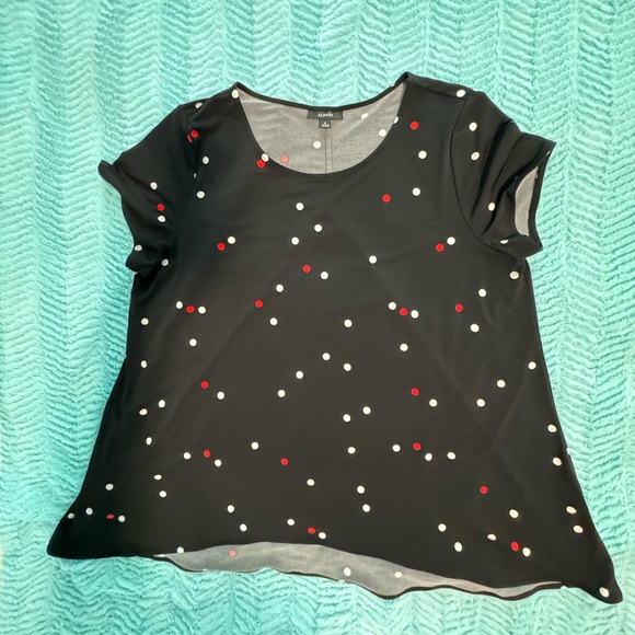 Alfani Black Polka Dot Short Sleeve Top - Picture 8 of 8